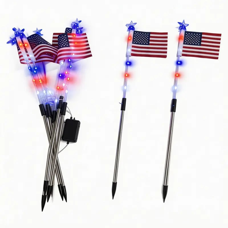Limited 250th Anniversary Solar American Flag Lights – 8PCS Patriotic Driveway Path Lights(50% OFF)