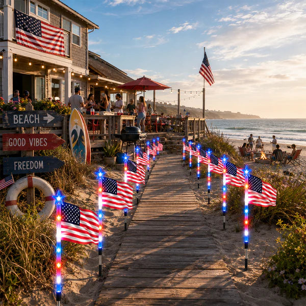 Limited 250th Anniversary Solar American Flag Lights – 8PCS Patriotic Driveway Path Lights(50% OFF)