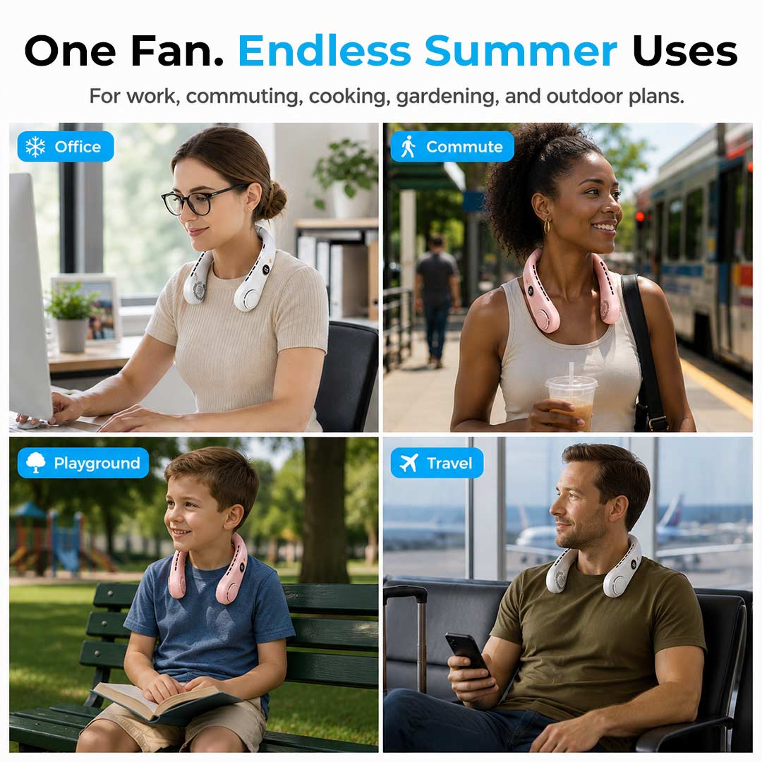 Portable Neck Fan — 3-Second Rapid Chill, Up to 12H Runtime