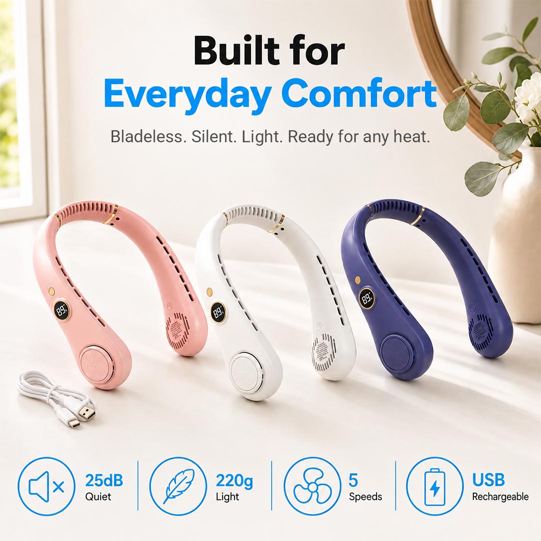 Portable Neck Fan — 3-Second Rapid Chill, Up to 12H Runtime