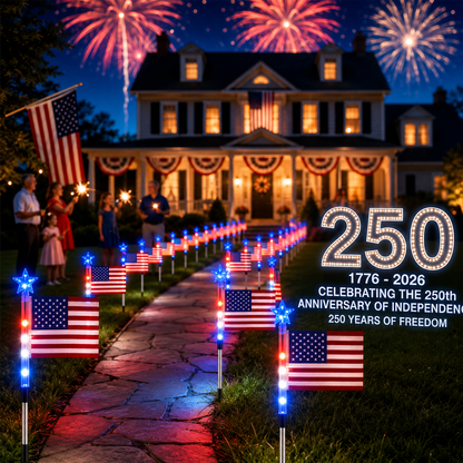 Limited 250th Anniversary Solar American Flag Lights – 8PCS Patriotic Driveway Path Lights(50% OFF)