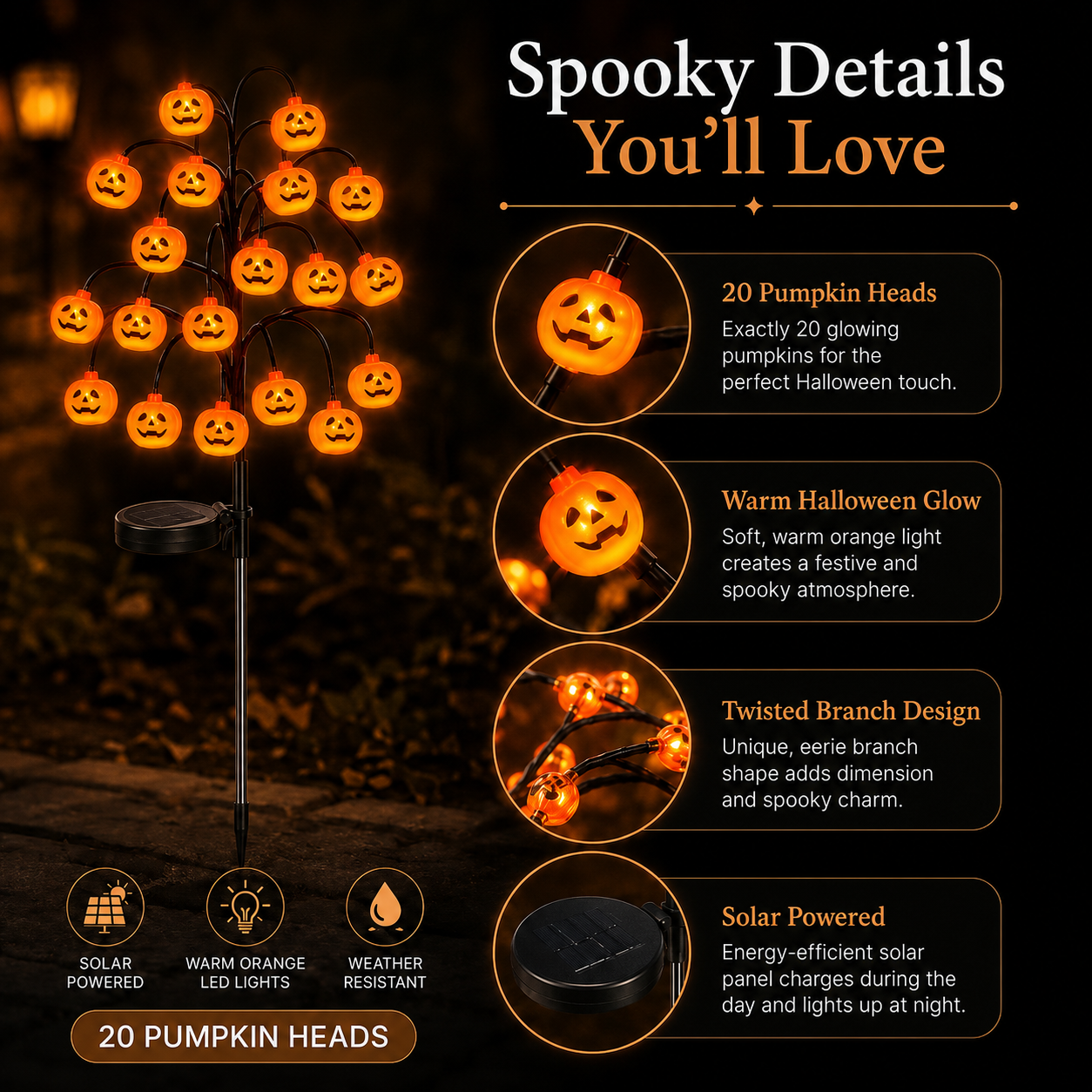 🔥LAST DAY 50% OFF | 20-Pumpkin Solar Stake Lights