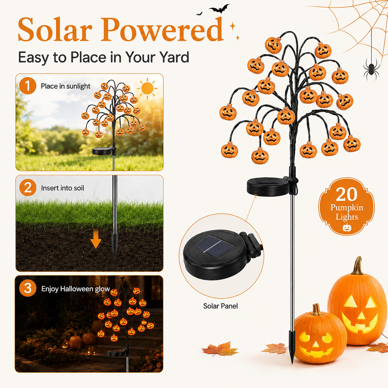 🔥LAST DAY 50% OFF | 20-Pumpkin Solar Stake Lights