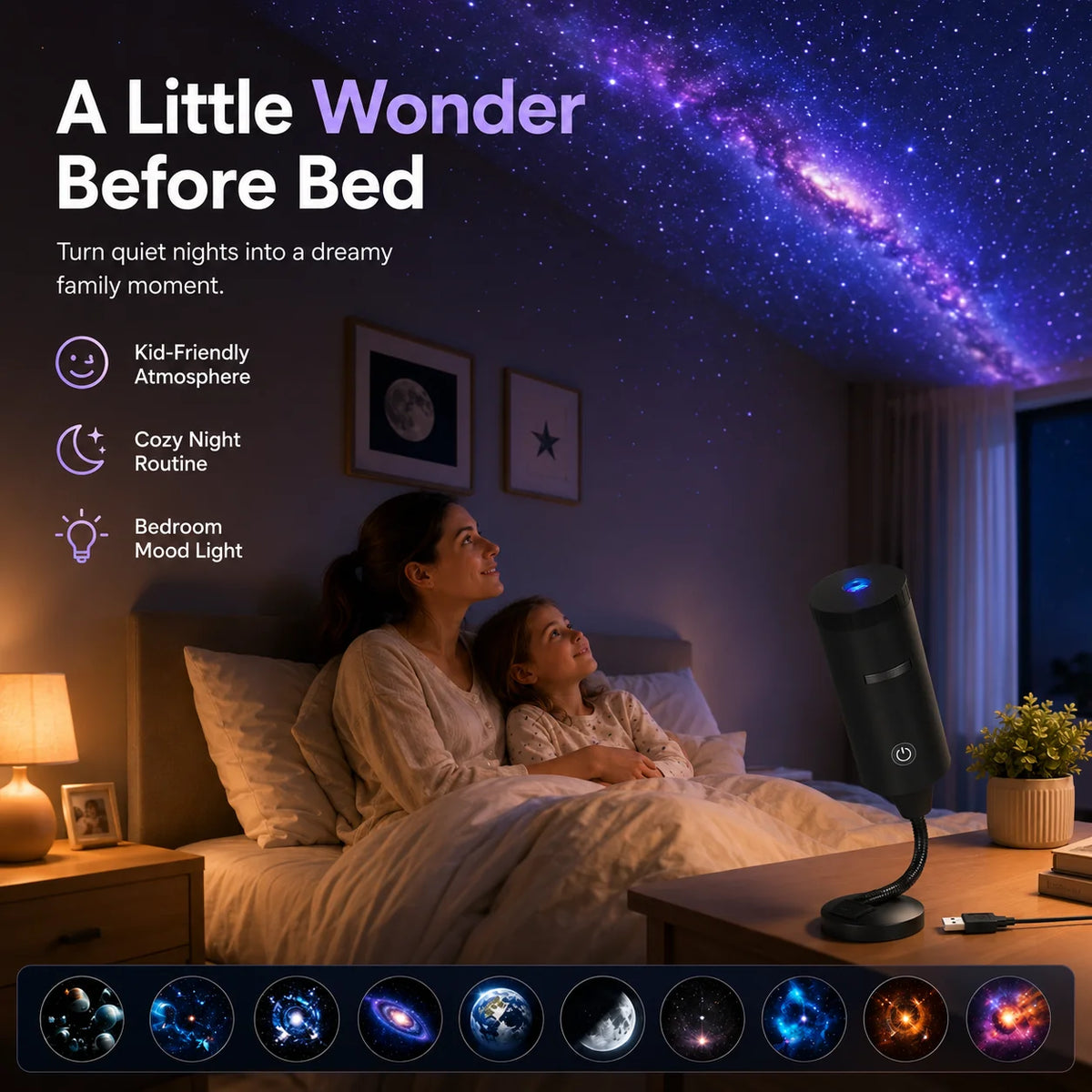 🌌 USB Planet Night Light Projector – Bring the Night Sky Home With Switchable Scenes