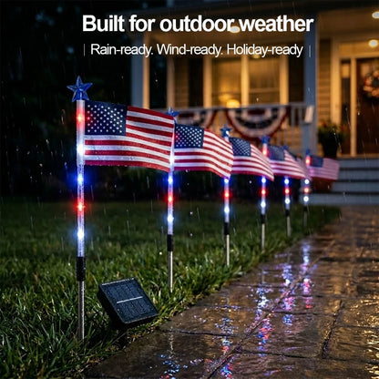 ✨250th Anniversary Solar American Flag Lights – 8PCS Patriotic Pathway Lights