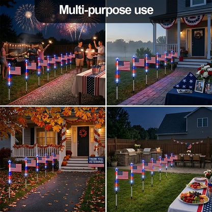 ✨250th Anniversary Solar American Flag Lights – 8PCS Patriotic Pathway Lights