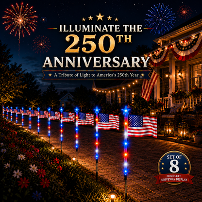 Limited 250th Anniversary Solar American Flag Lights – 8PCS Patriotic Driveway Path Lights(50% OFF)