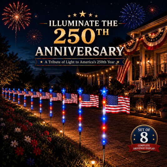 Limited 250th Anniversary Solar American Flag Lights – 8PCS Patriotic Driveway Path Lights(50% OFF)