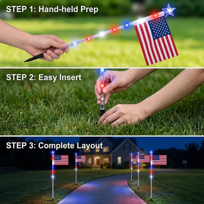 ✨250th Anniversary Solar American Flag Lights – 8PCS Patriotic Pathway Lights