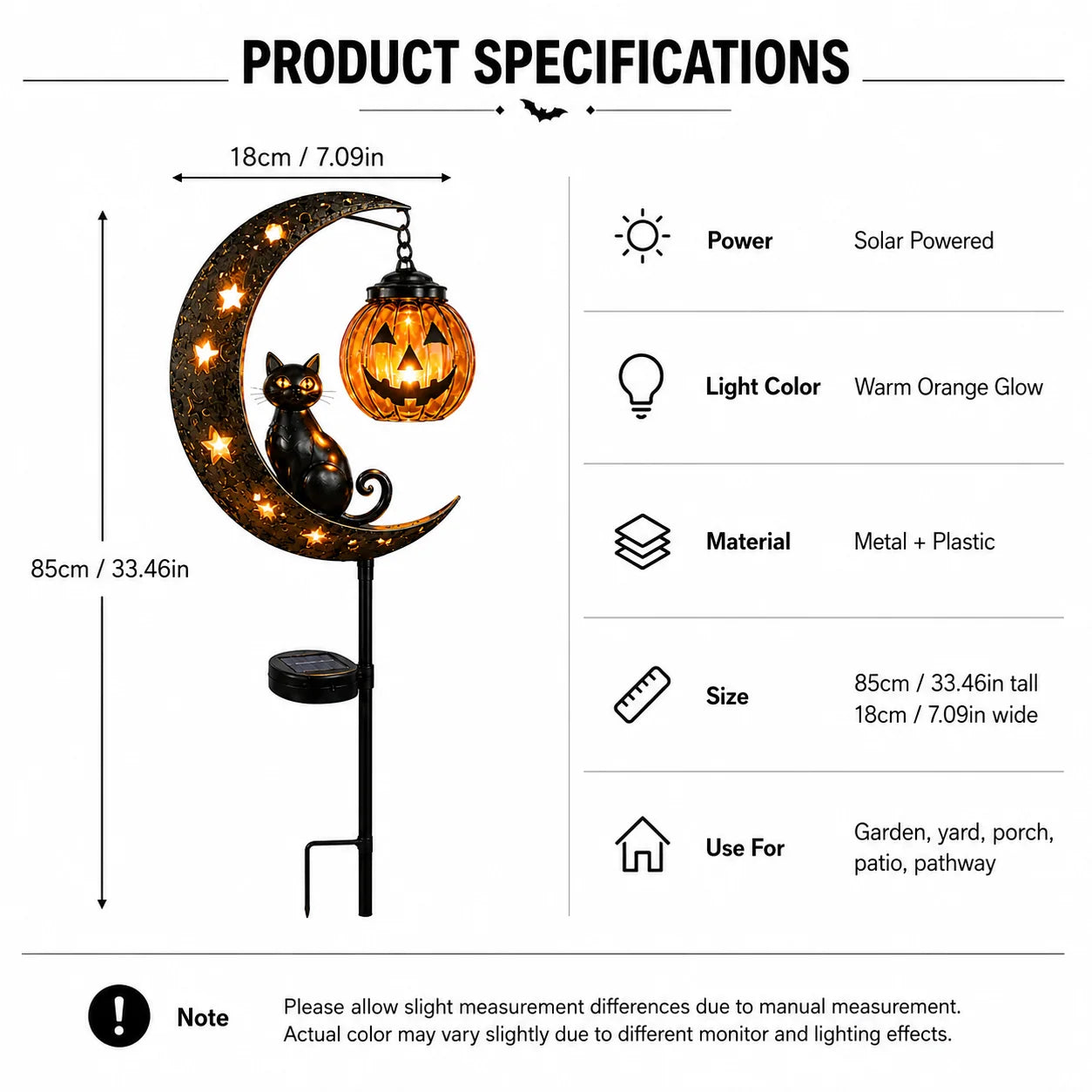 Get Ready for Spooky Season 🎃 Solar Black Cat Moon Pumpkin Outdoor stake Light